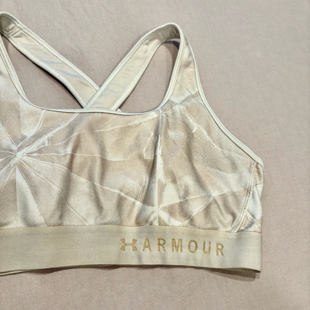 Under Armour Women's Armour Mid Crossback Metallic Print Sports Bra - Picture 5 of 7